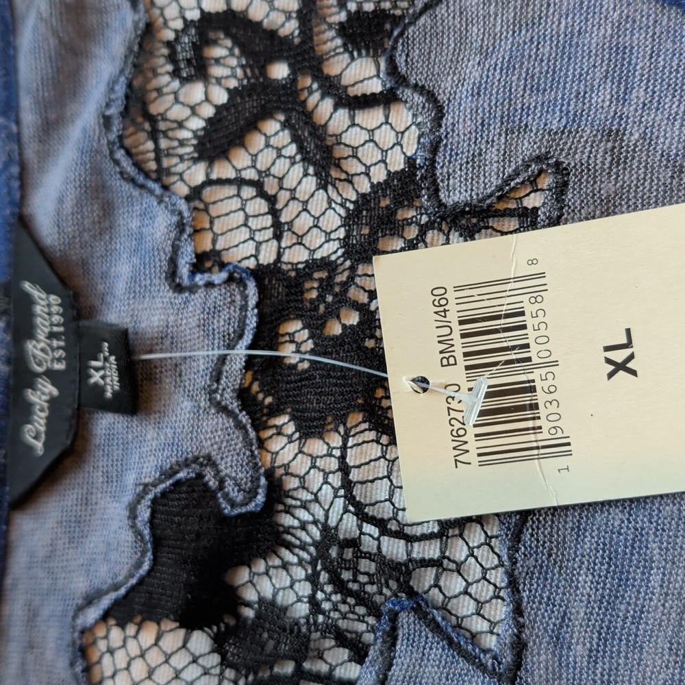 Lucky Blue and Black Floral Lace Sleeveless Top Size XL - New NWT - Picture 5 of 13